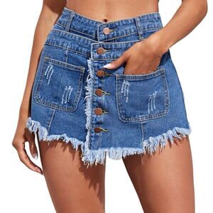 SHEIN•DISTRESSED JEAN SKORT